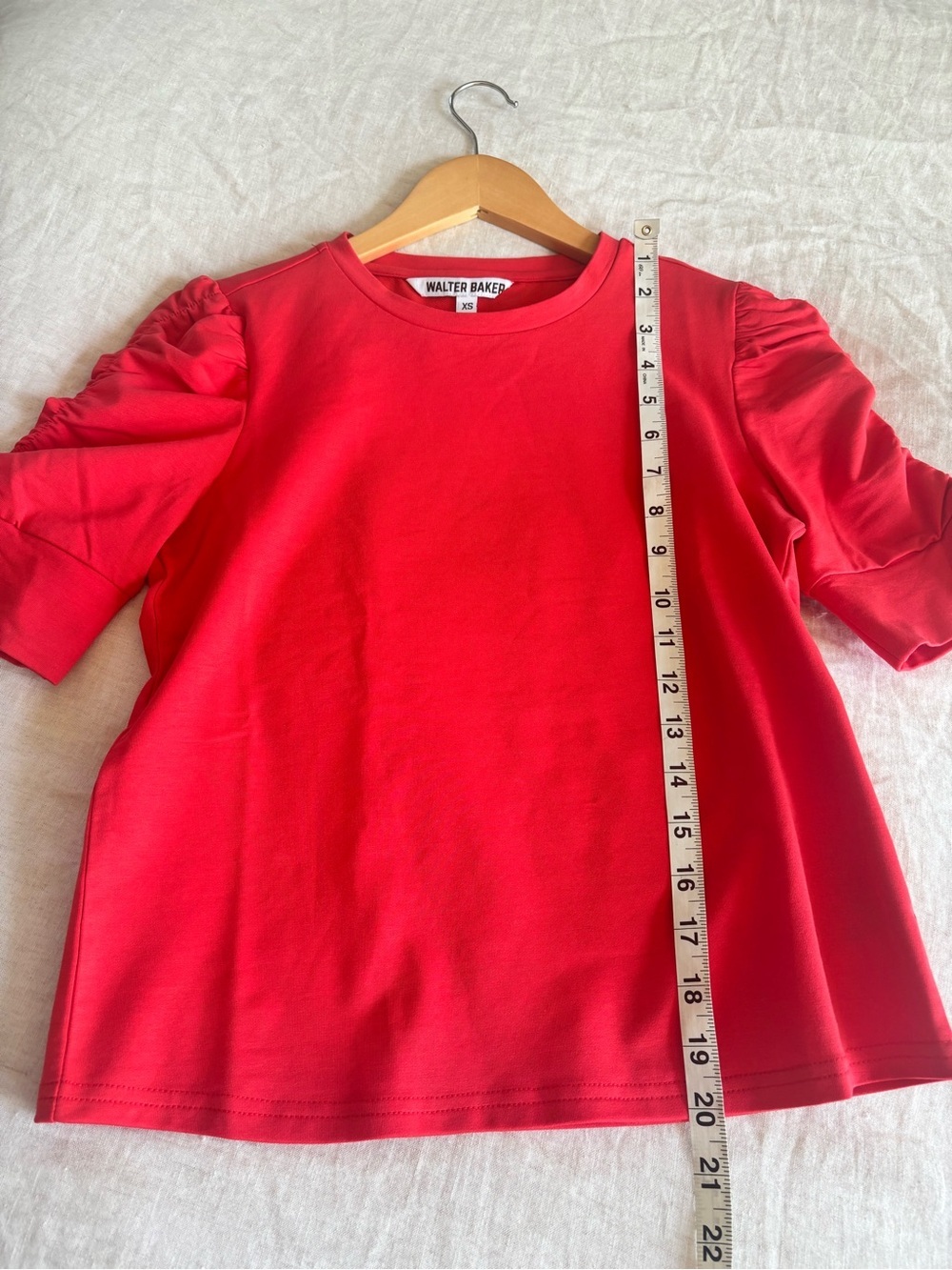 NWT Walter Baker Bright Red Skippy Puff-Sleeve Cotton Tee - Picture 7 of 8